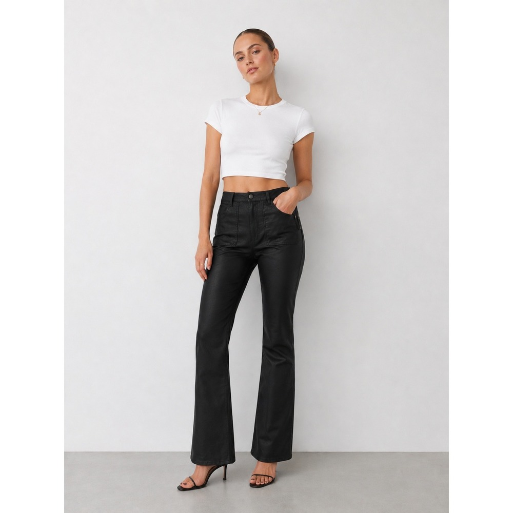 FRAME Denim Le Flare de Francoise‎ Flared Jeans Black Noir Coated 26